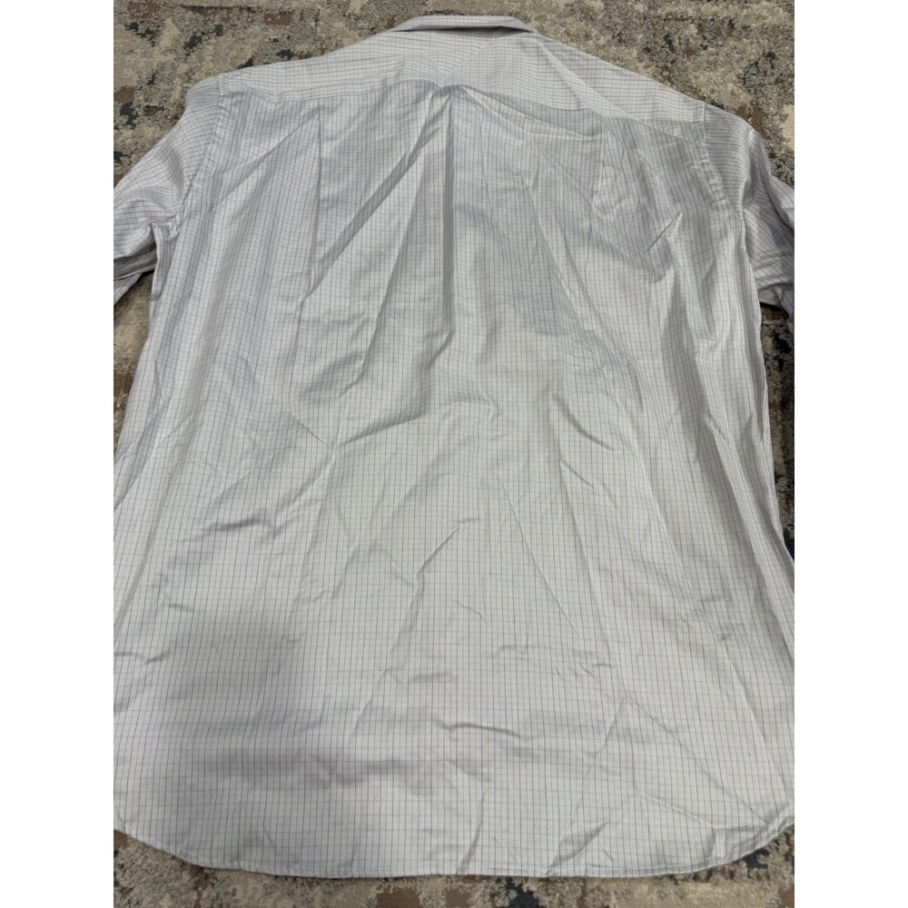 Hugo Boss Mens 17 32/33 Purple White Micro Grid Check Cotton Dress Shirt L/S - Picture 10 of 11